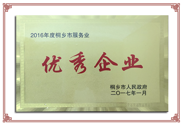 2016年度桐鄉(xiāng)市服務業(yè)優(yōu)秀企業(yè)