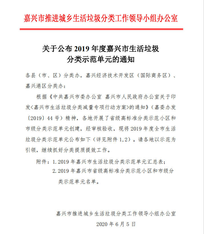 關(guān)于公布2019年度嘉興市生活垃圾分類示范名單的通知.png